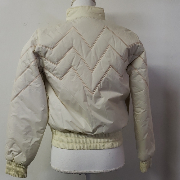 Bomber Jacket in Cream with Zig Zag Thread Details - Picture 5 of 5